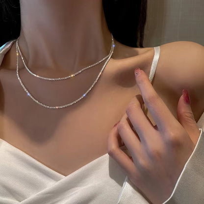 Popular Sparkling Necklace for Women Clavicle Chain Choker Fashion Jewelry Wedding Party Birthday Gift